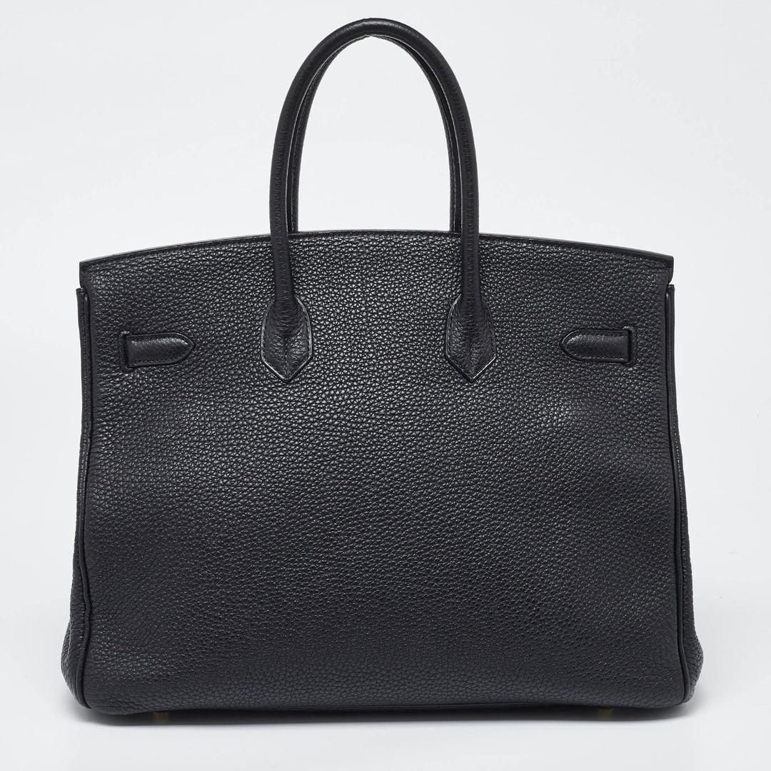 Premium Handmade Hermes Black Togo Leather Gold Finish Birkin 35 Bag