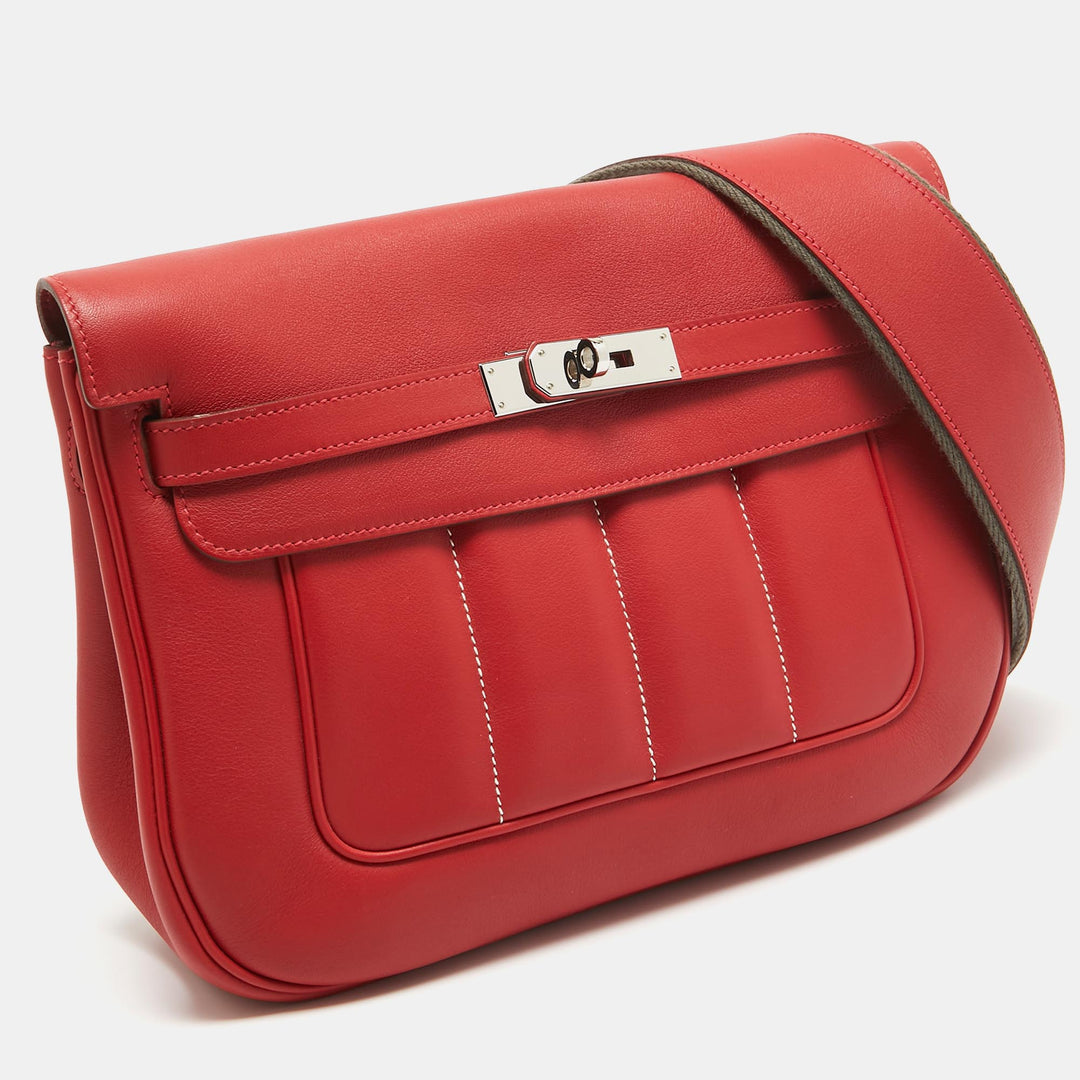 Top quality Hermes Rouge Tomate Swift Leather Palladium Finish Berline 28 Bag