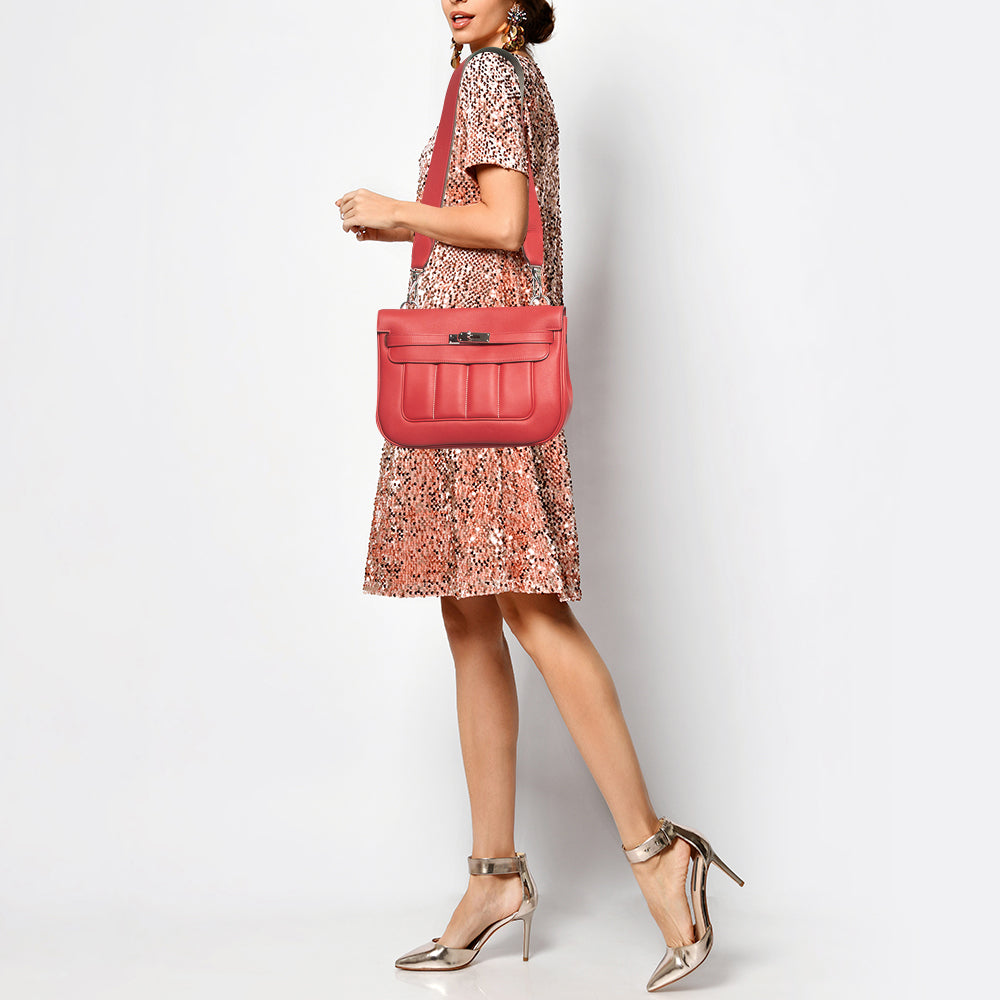 Top quality Hermes Rouge Tomate Swift Leather Palladium Finish Berline 28 Bag