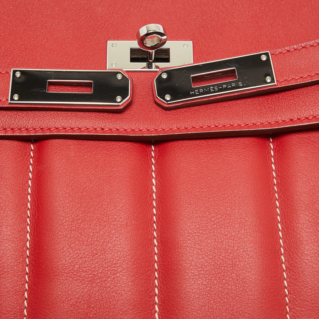 Top quality Hermes Rouge Tomate Swift Leather Palladium Finish Berline 28 Bag