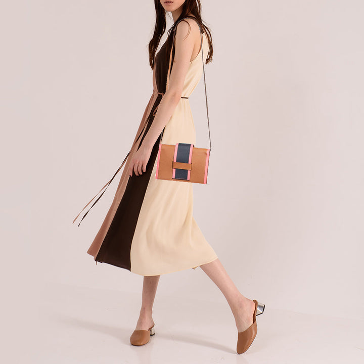 Top quality Hermes Gold/Rose Azalee/Bleu Nuit Evercolor Leather H Passant Clutch Bag