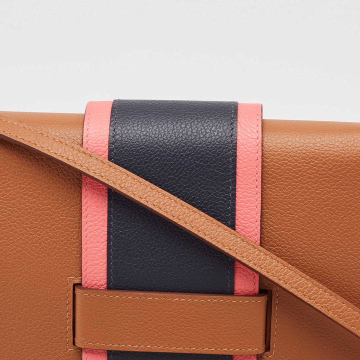 Top quality Hermes Gold/Rose Azalee/Bleu Nuit Evercolor Leather H Passant Clutch Bag