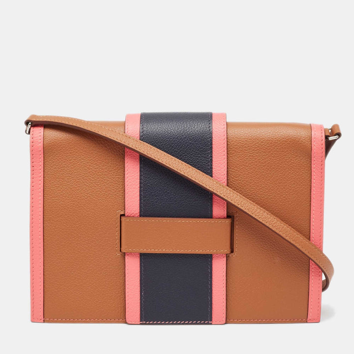 Top quality Hermes Gold/Rose Azalee/Bleu Nuit Evercolor Leather H Passant Clutch Bag