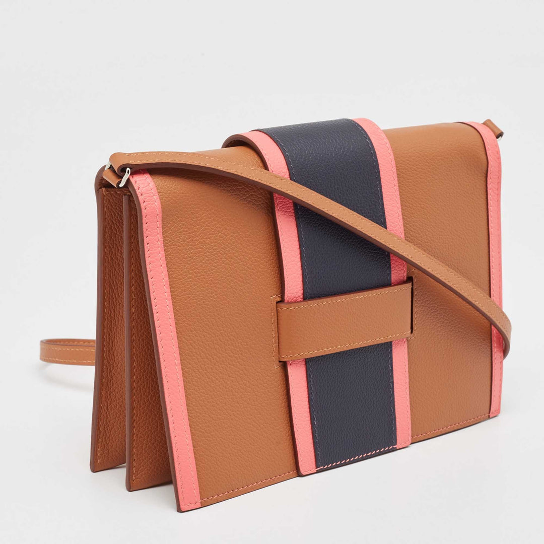 Top quality Hermes Gold/Rose Azalee/Bleu Nuit Evercolor Leather H Passant Clutch Bag