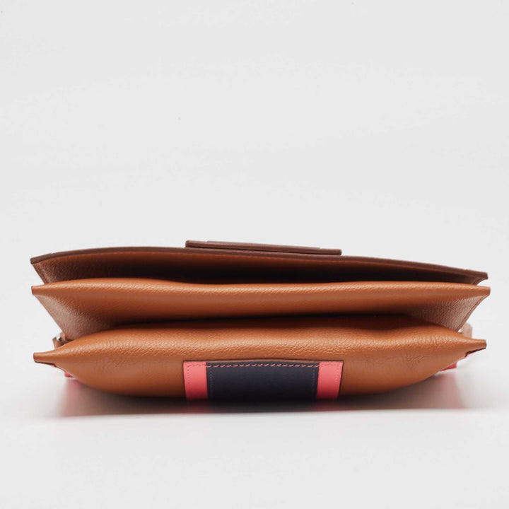Top quality Hermes Gold/Rose Azalee/Bleu Nuit Evercolor Leather H Passant Clutch Bag