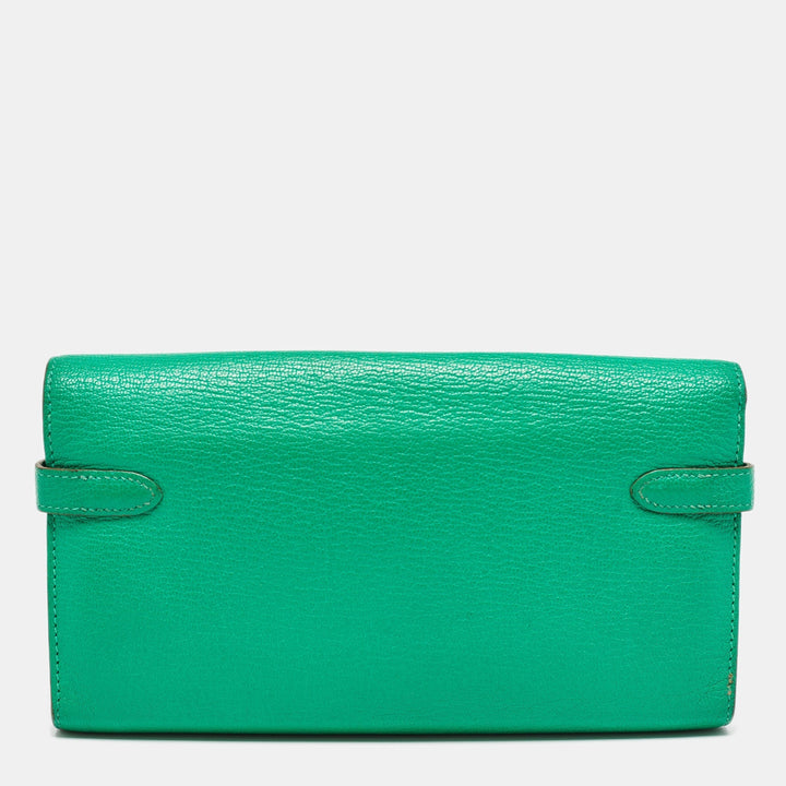 Premium Handmade Hermes Menthe Chevre Mysore Leather Kelly Longue Wallet