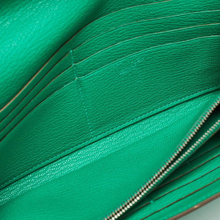 Premium Handmade Hermes Menthe Chevre Mysore Leather Kelly Longue Wallet