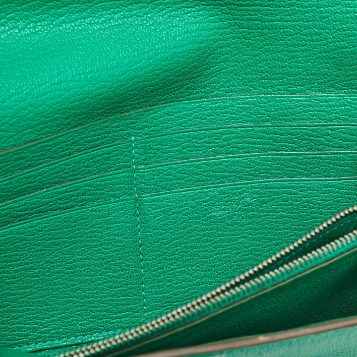 HERMES Menthe Chevre Mysore Leather Kelly Longue Wallet
