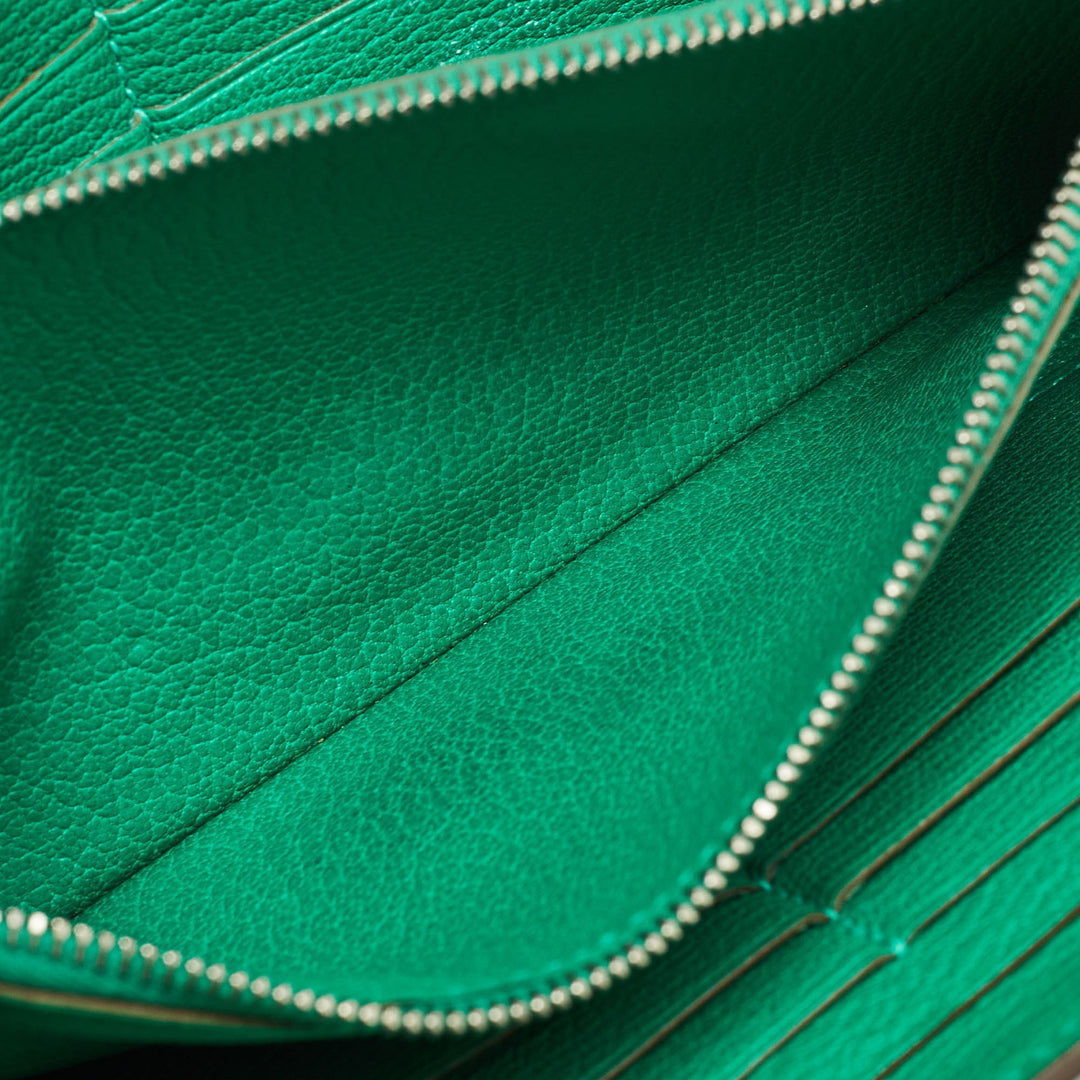 HERMES Menthe Chevre Mysore Leather Kelly Longue Wallet