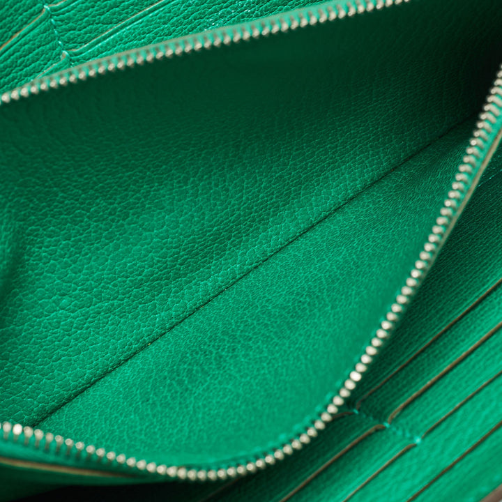 HERMES Menthe Chevre Mysore Leather Kelly Longue Wallet