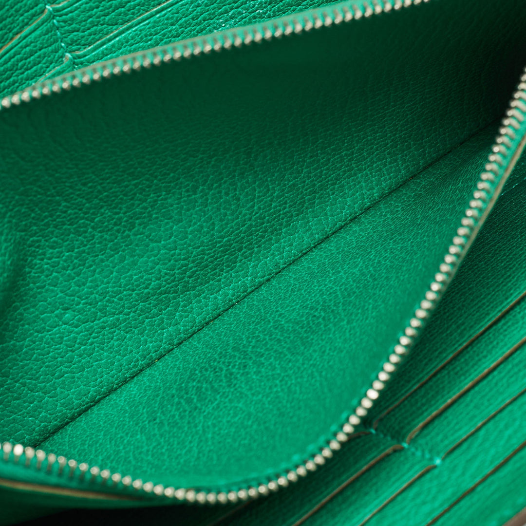 Premium Handmade Hermes Menthe Chevre Mysore Leather Kelly Longue Wallet