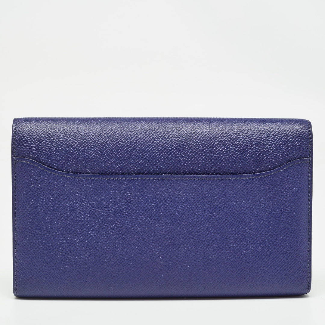 Premium Handmade Hermes Bleu Encre Epsom Leather Constance Long Wallet