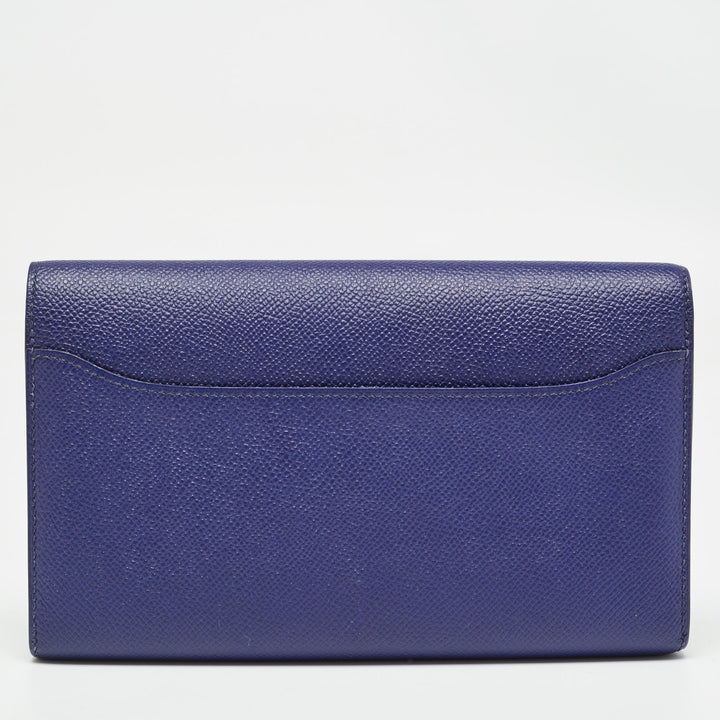 Premium Handmade Hermes Bleu Encre Epsom Leather Constance Long Wallet