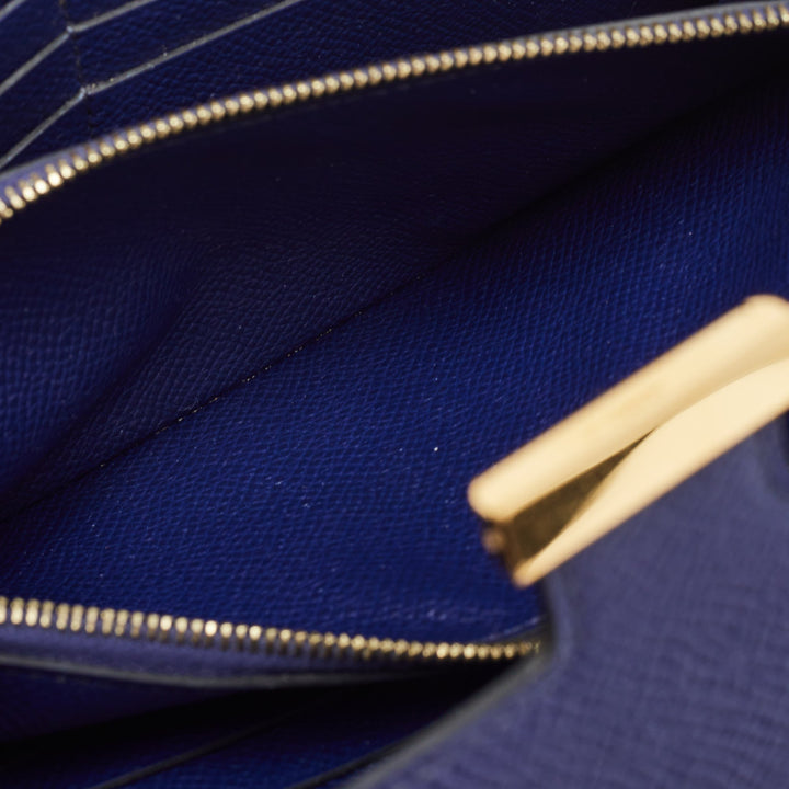 Premium Handmade Hermes Bleu Encre Epsom Leather Constance Long Wallet