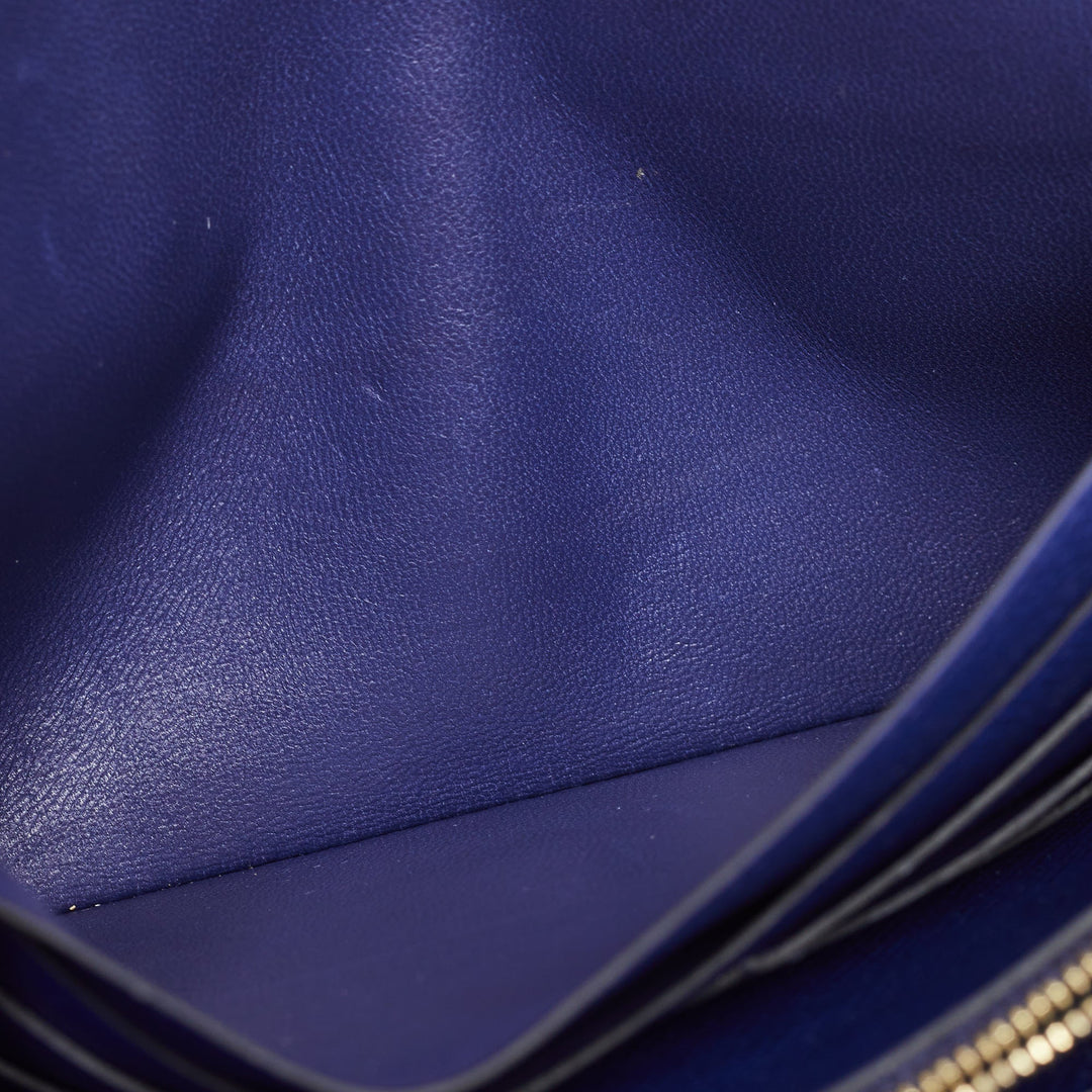Premium Handmade Hermes Bleu Encre Epsom Leather Constance Long Wallet