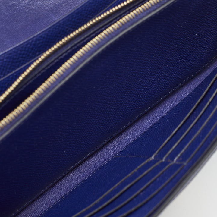Premium Handmade Hermes Bleu Encre Epsom Leather Constance Long Wallet