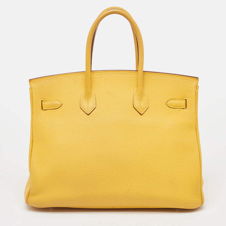 Premium Handmade Hermes Soleil Togo Leather Palladium Finish Birkin 35 Bag
