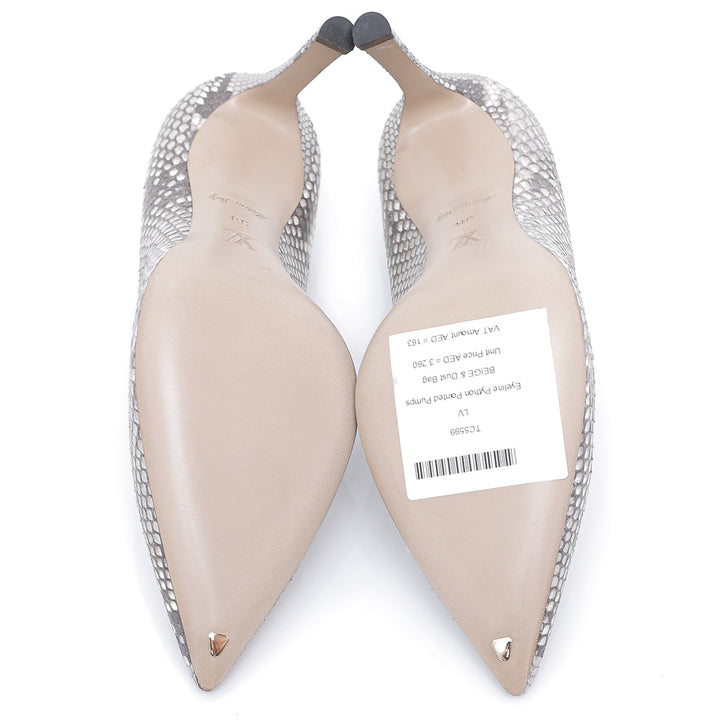 Louis Vuitton Bicolor Eyeline Python Pointed Pumps 38