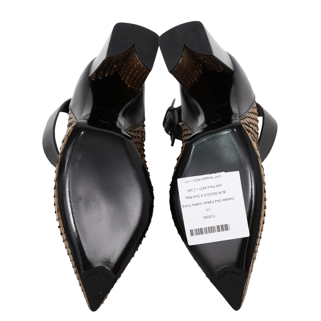 Louis Vuitton Bicolor Python Gamble Diva Pump 38