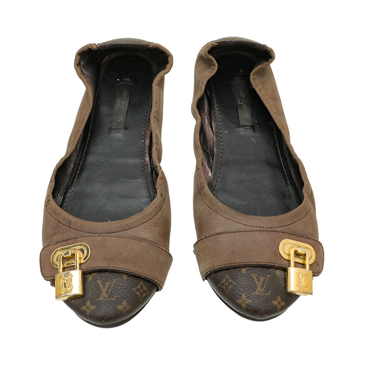 Louis Vuitton Brown Monogram Iridescent Lucky Ballerina 36.5
