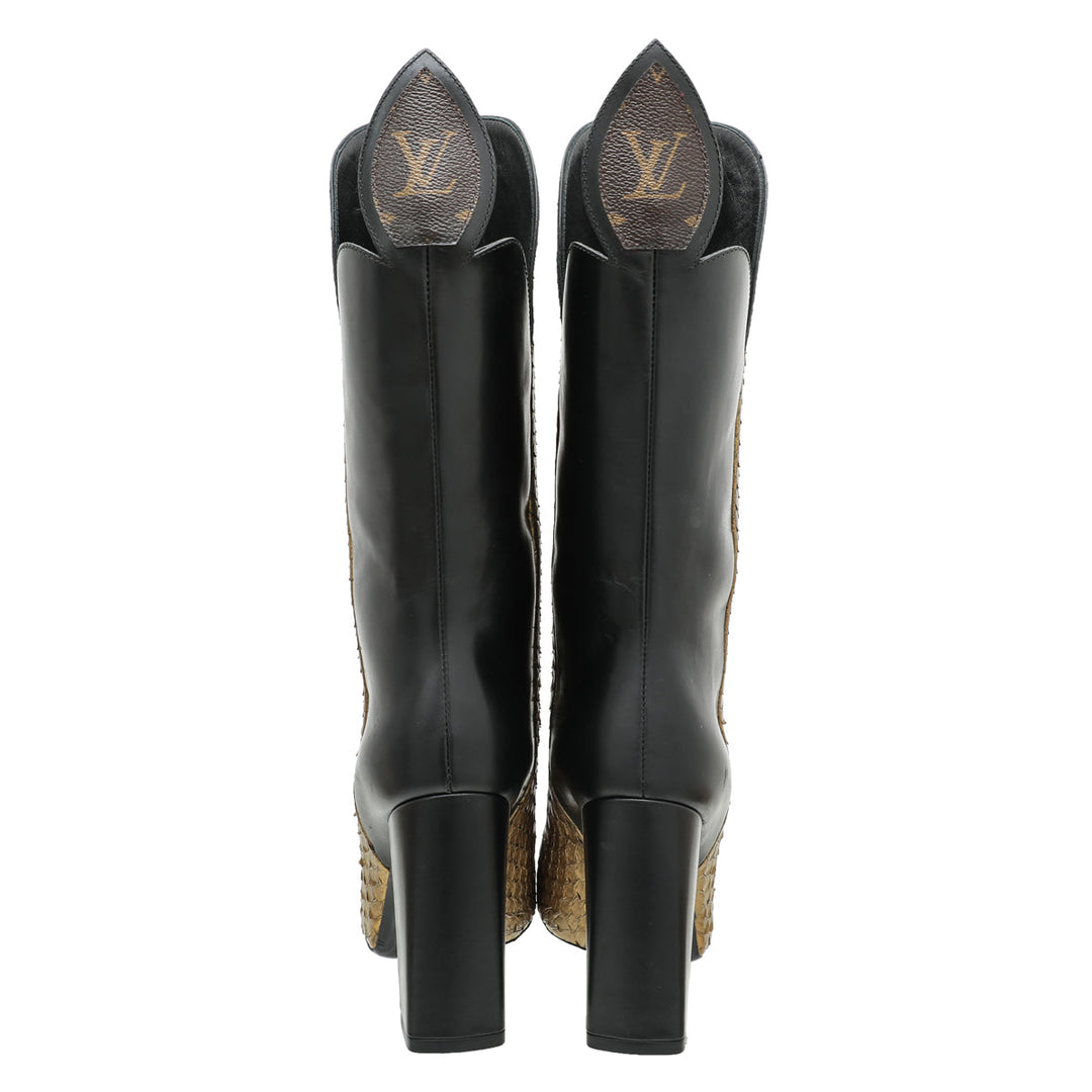 Louis Vuitton Bicolor Python Pokerface Boot 36