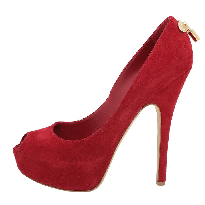 Louis Vuitton Red Suede Oh Really Pumps 39.5
