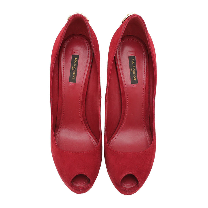 Louis Vuitton Red Suede Oh Really Pumps 39.5