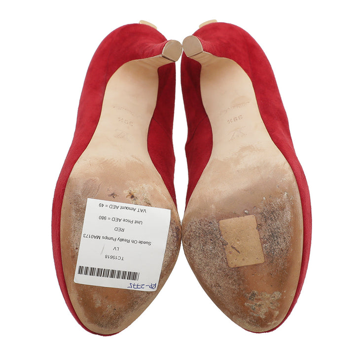 Louis Vuitton Red Suede Oh Really Pumps 39.5