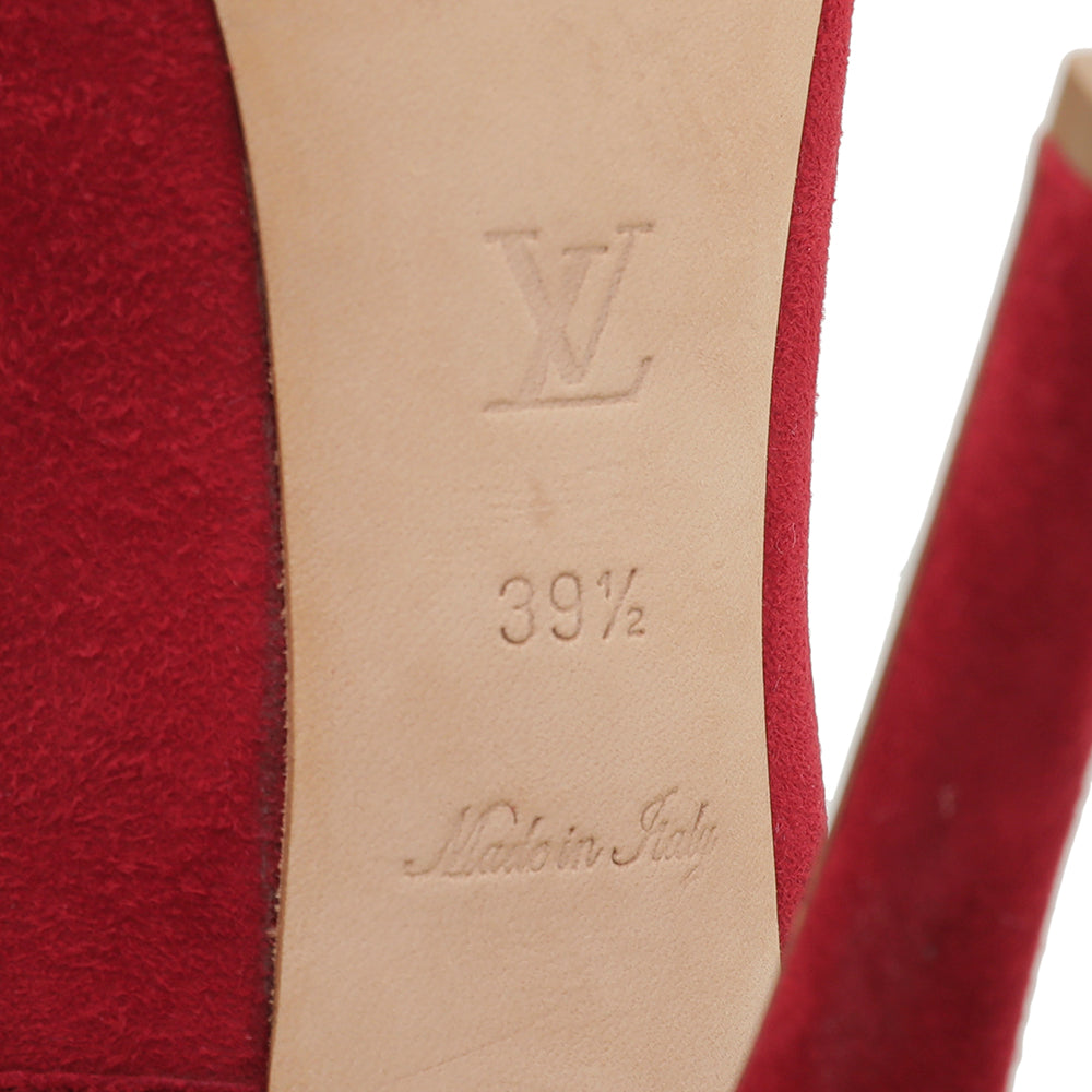 Louis Vuitton Red Suede Oh Really Pumps 39.5