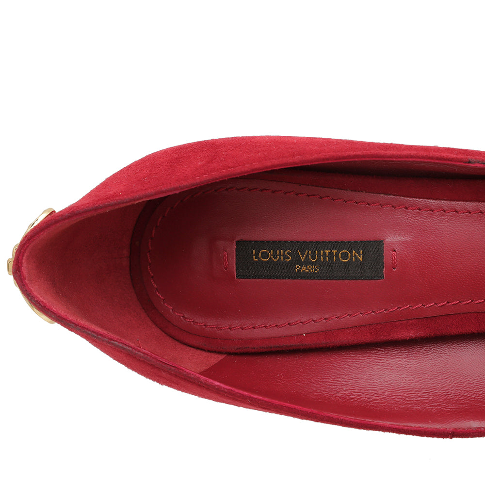 Louis Vuitton Red Suede Oh Really Pumps 39.5