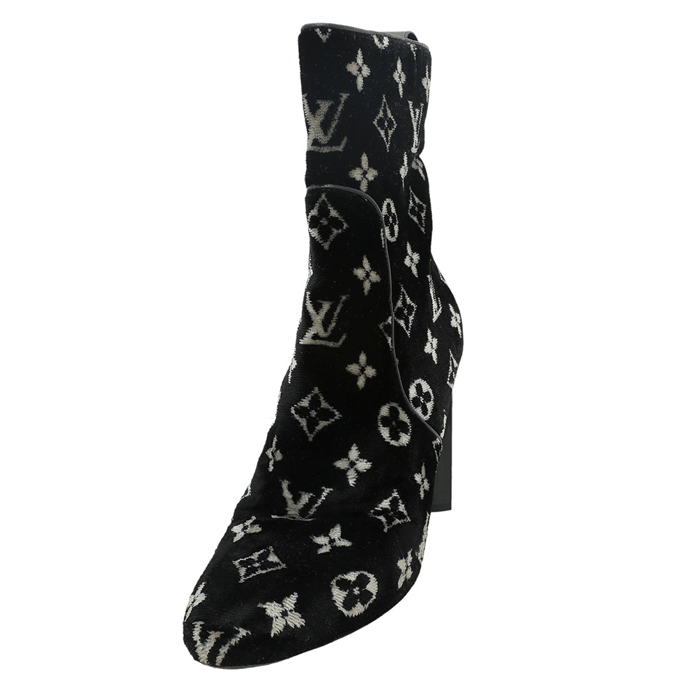 Louis Vuitton Bicolor Velvet Monogram Silhouette Ankle Boots 40