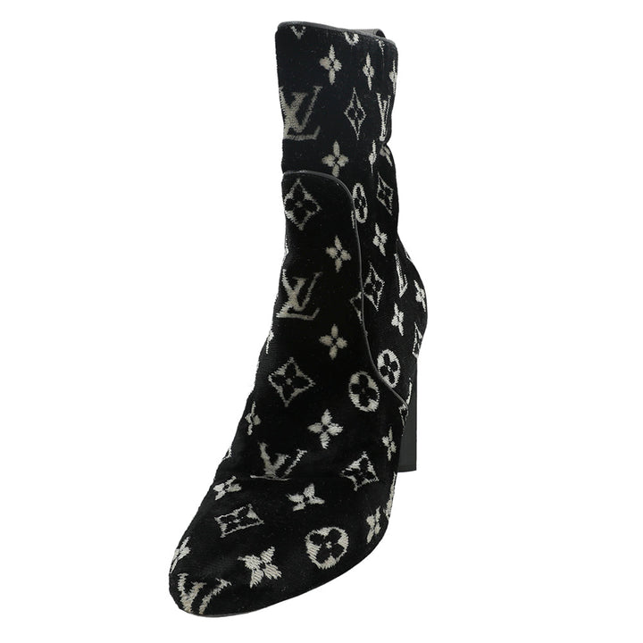 Louis Vuitton Bicolor Velvet Monogram Silhouette Ankle Boots 40