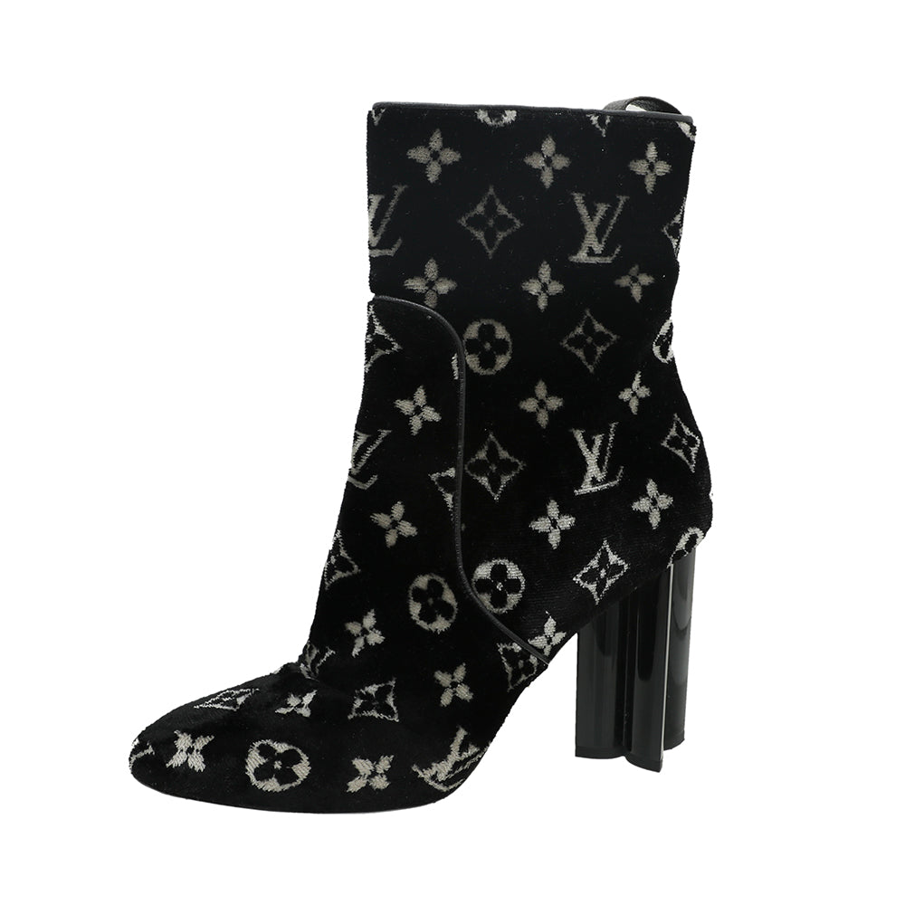 Louis Vuitton Bicolor Velvet Monogram Silhouette Ankle Boots 40