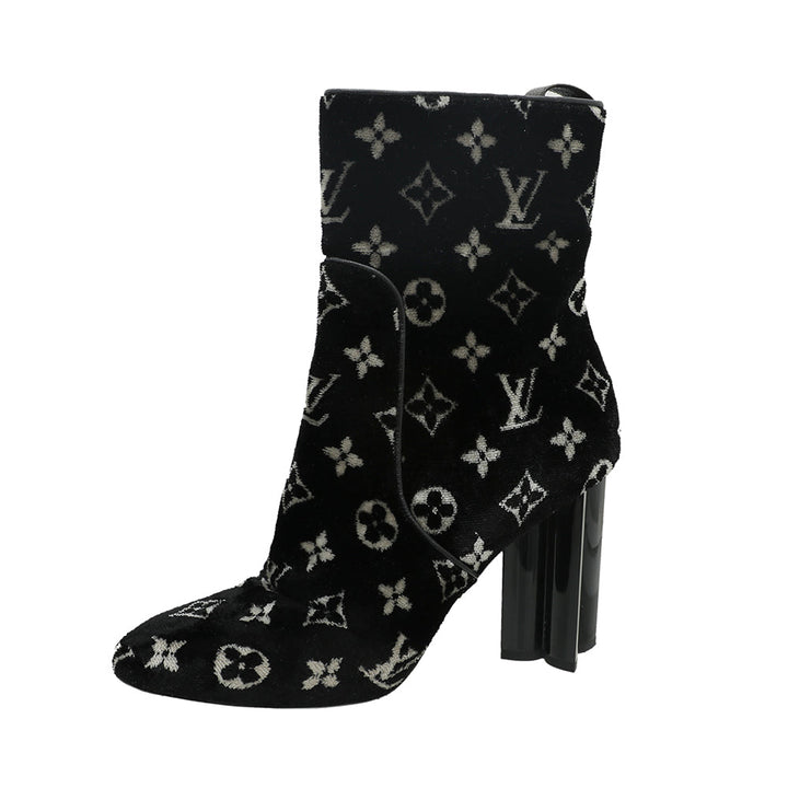 Louis Vuitton Bicolor Velvet Monogram Silhouette Ankle Boots 40