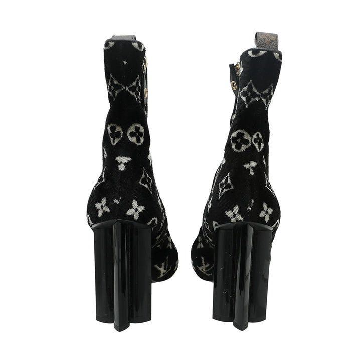 Louis Vuitton Bicolor Velvet Monogram Silhouette Ankle Boots 40