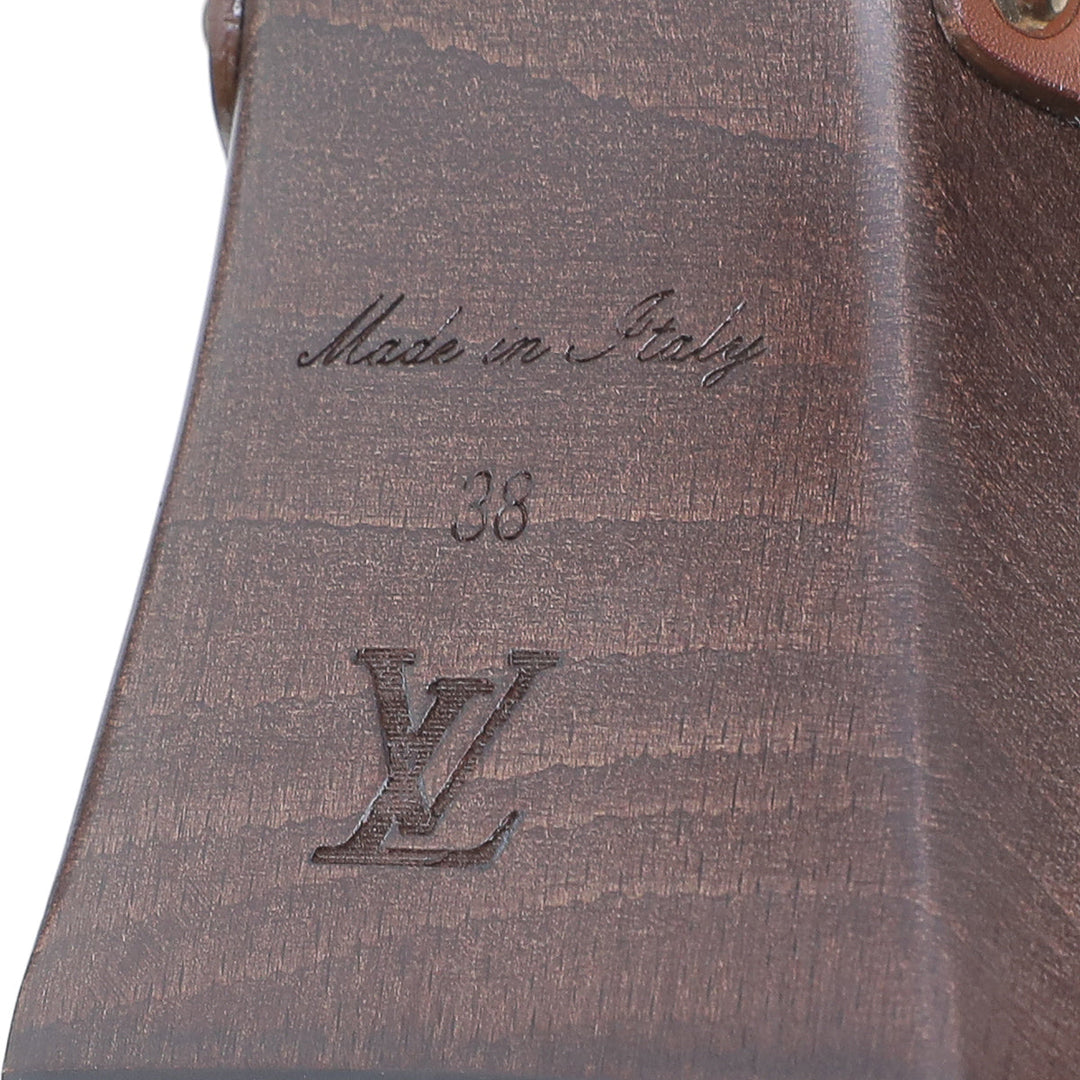 Louis Vuitton Brown Wooden Strap Sandals 38