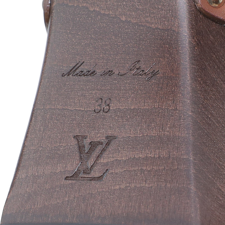 Louis Vuitton Brown Wooden Strap Sandals 38