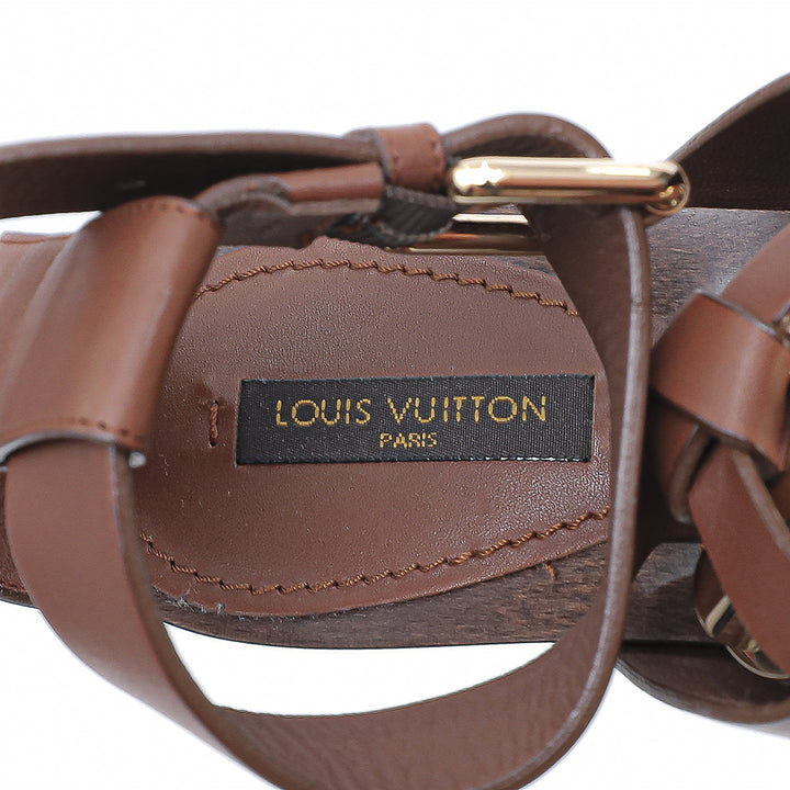Louis Vuitton Brown Wooden Strap Sandals 38
