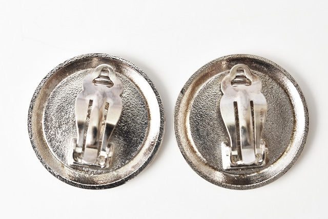 Top Quality Chanel Vintage Earrings Coco Mark Circle Gold/Black/Silver