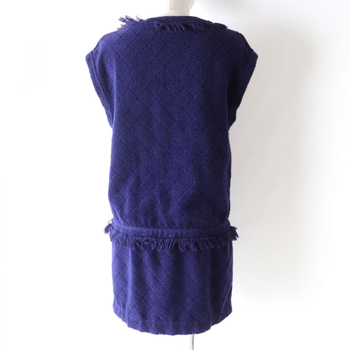 Chanel COCO Mark Matelasse Dress Navy 38