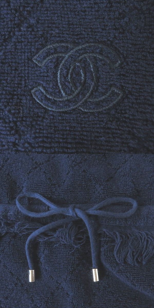 Chanel COCO Mark Matelasse Dress Navy 38