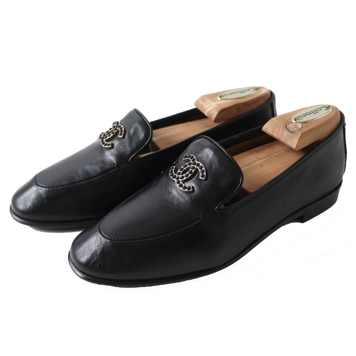 Top Quality Chanel COCO Mark Calfskin Loafers Black