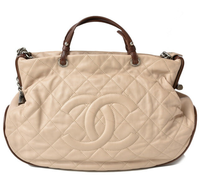 Top Quality Chanel 2way Leather Tote/Shoulder Bag Chain Coco Mark Quilted