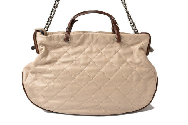 Top Quality Chanel 2way Leather Tote/Shoulder Bag Chain Coco Mark Quilted