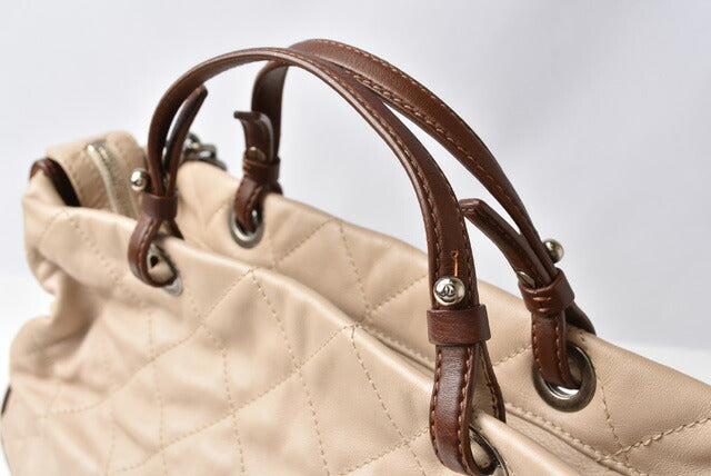 Top Quality Chanel 2way Leather Tote/Shoulder Bag Chain Coco Mark Quilted