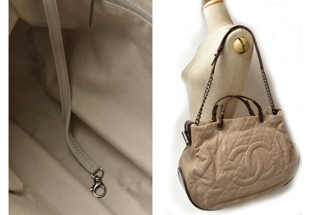 Top Quality Chanel 2way Leather Tote/Shoulder Bag Chain Coco Mark Quilted