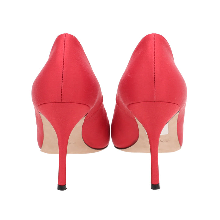 Manolo Blahnik Red Satin Eufrasia 90 Pumps 41