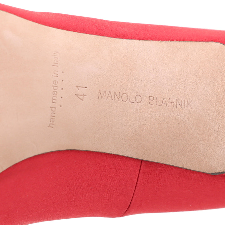 Manolo Blahnik Red Satin Eufrasia 90 Pumps 41