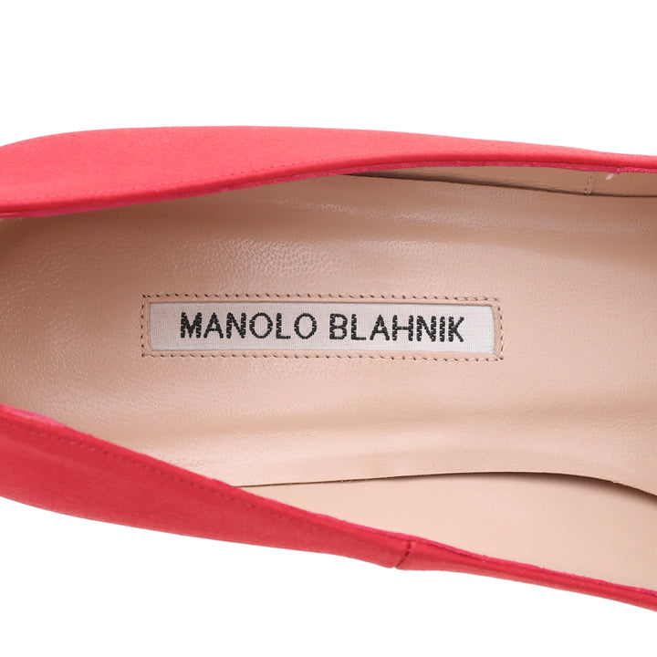 Manolo Blahnik Red Satin Eufrasia 90 Pumps 41