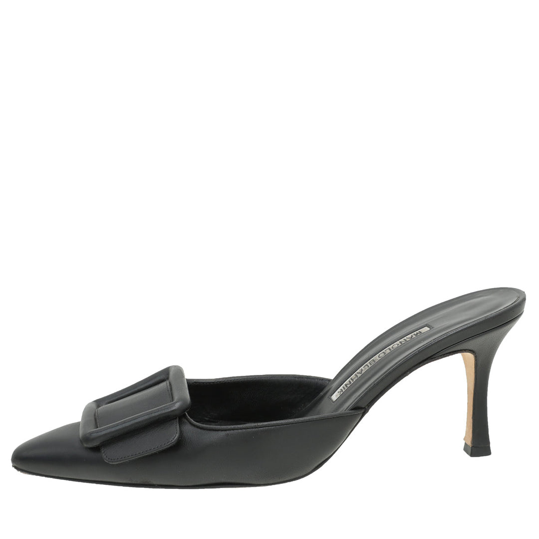 Manolo Blahnik Black Maysale Mules 38